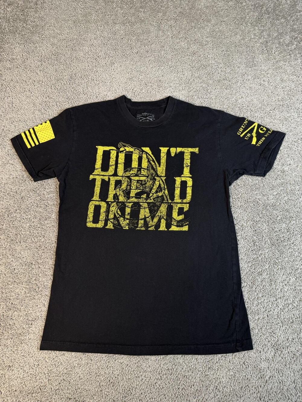 Grunt Style Shirt Mens M Black Don't Tread On Me Yellow Patriotic Gadsden